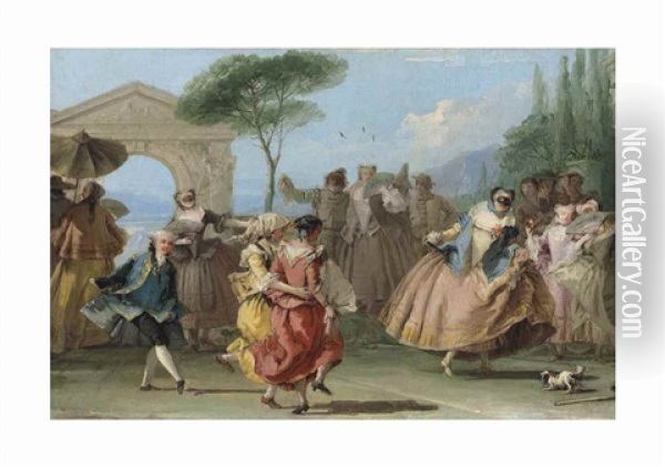 The Minuet Oil Painting - Giovanni Domenico Tiepolo