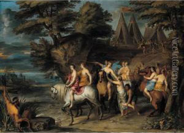 Cloelia And Her Companions Escaping From The Etruscans Oil Painting - Frans Wouters