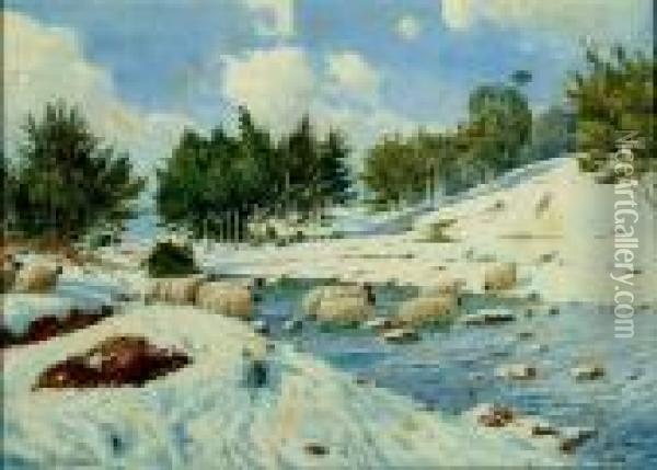 Winter In The Highlands Oil Painting - James Greig