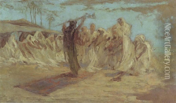 Beduini Nell'oasi Oil Painting - Gaetano Previati