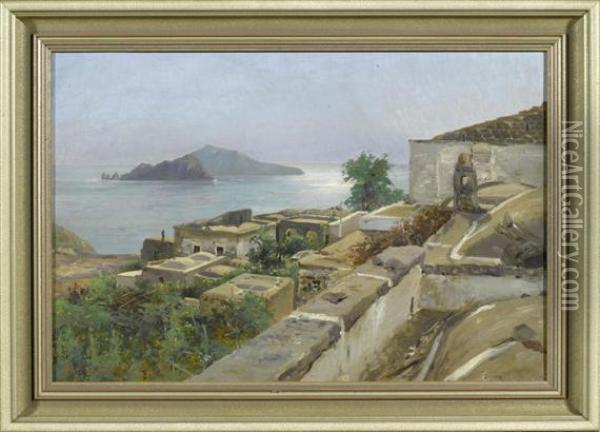View Of Capri. Oil Painting - Franz Schreyer