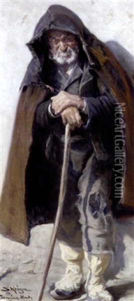 A Sicilian Beggar Oil Painting - Peder Severin Kroyer