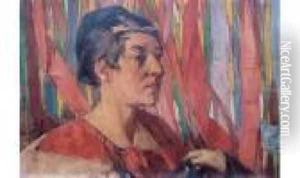 Portrait De Femme Oil Painting - Ludwik Stasiak