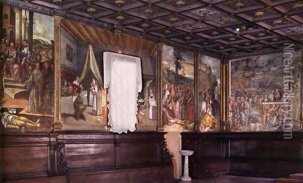 View of the Sala Capitolare Oil Painting - Tiziano Vecellio (Titian)