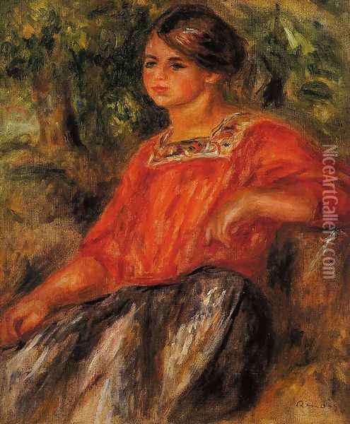 Gabrielle In The Garden At Cagnes Oil Painting - Pierre Auguste Renoir