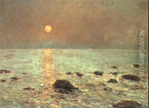 Moonlight On The Isles Of Shoals Oil Painting - Childe Hassam