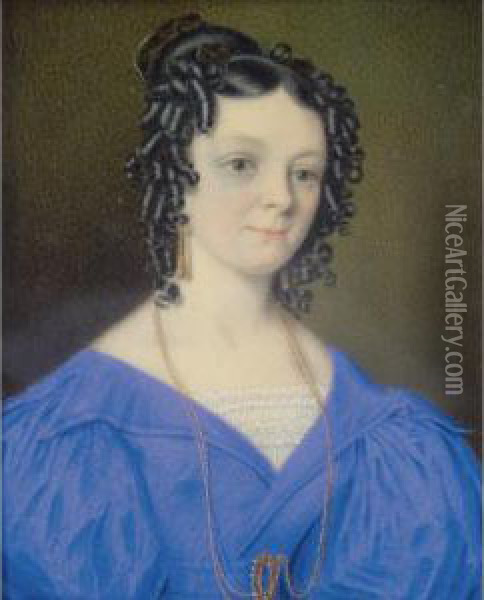 Portrait Of Mrs Jane Penelope Atkinson, Nee Reibey Oil Painting - Richard Read Junior