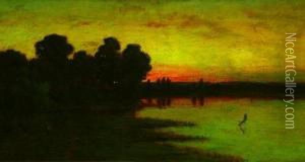 Sunset Along The Potomac Oil Painting - Edmund Clarence Messer