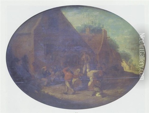 Peasants Carousing Before A Tavern Oil Painting - Pieter de Bloot