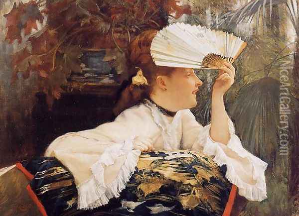 The Fan Oil Painting - James Jacques Joseph Tissot