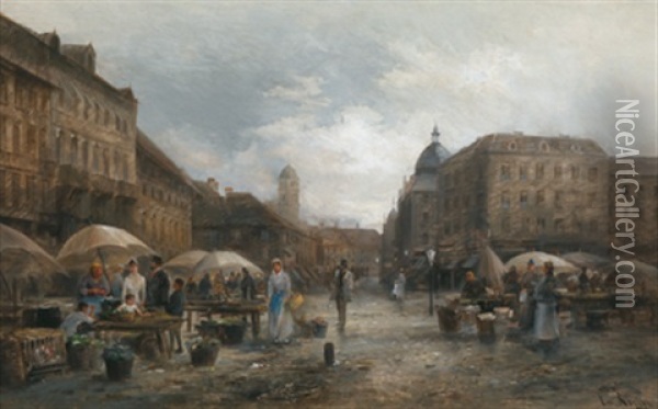 Markt Am Boulevard Montmatre, Paris Oil Painting - Emil Barbarini