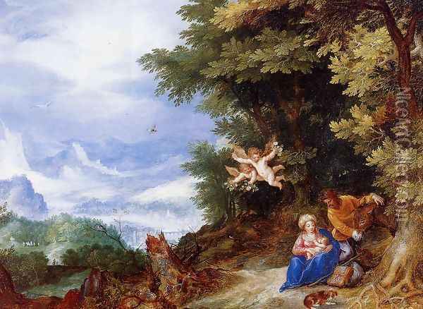 The Rest on the Flight to Egypt I Oil Painting - Jan The Elder Brueghel