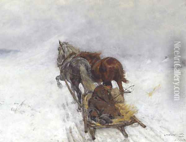 Une tempete de neige Oil Painting - Antoni Piotrowski