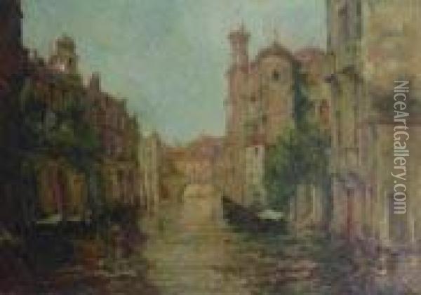 Canale Di Venezia Oil Painting - Amedeo Momo Simonetti