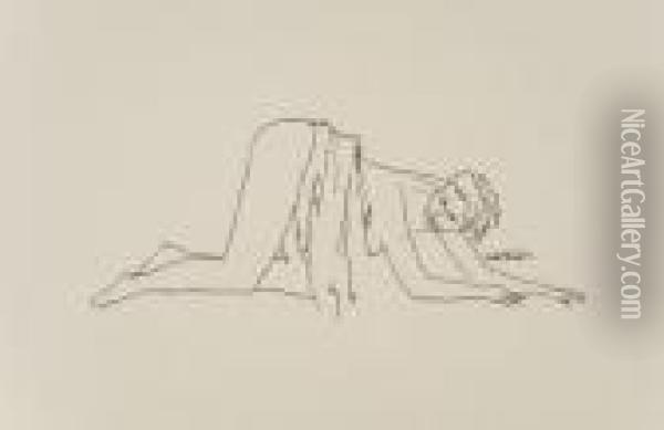 Crouching Nude Oil Painting - Walt Kuhn