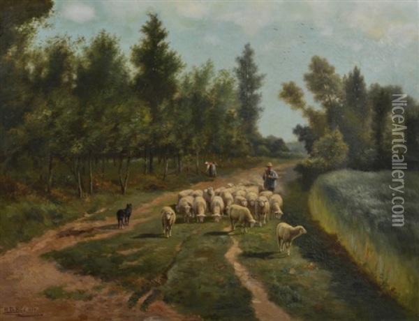 Troupeau De Moutons Oil Painting - Henri De Beul