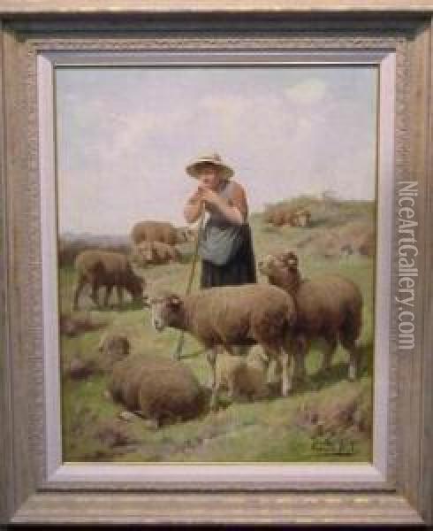 The Young Shepherdess Oil Painting - Franz De Beul