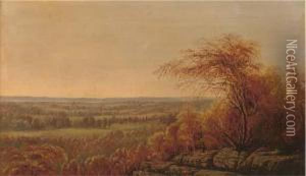 An Autumnal Landscape Oil Painting - William M. Hart