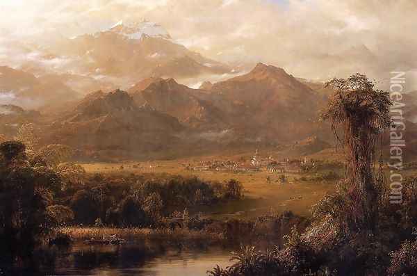 View of Mountains in Ecuador Oil Painting - Norton Bush