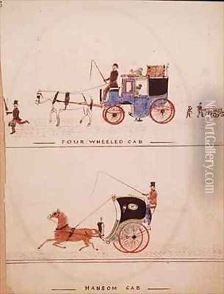 The Four Wheeled Cab and the Hansom Cab Oil Painting - William Francis Freelove