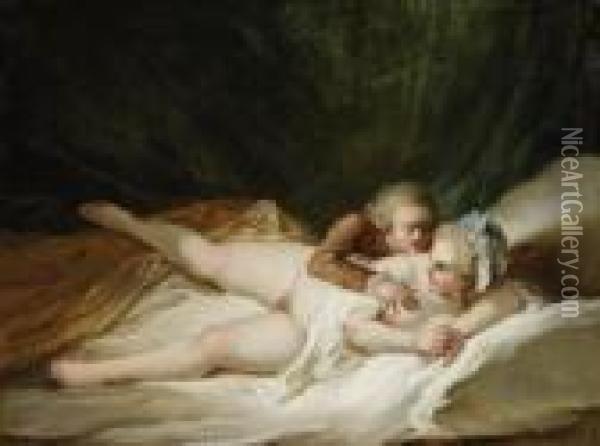 An Amorous Couple Oil Painting - Hugues Taraval