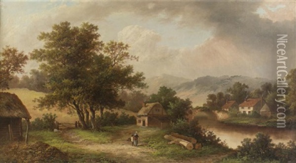 Cottage By The River Oil Painting - William Henry Yates