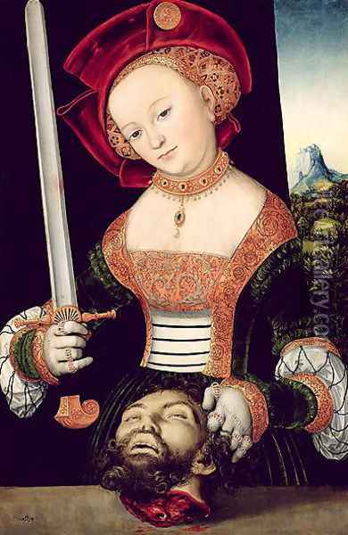 Judith with the Head of Holofernes, c.1530 Oil Painting - Lucas (studio of) Cranach