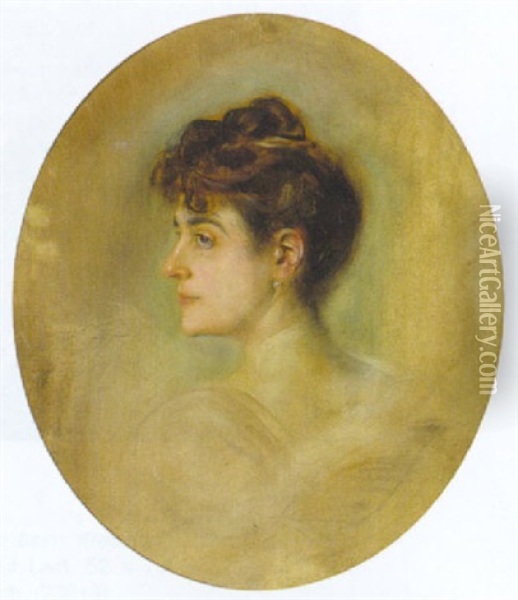 Damenportrat Im Profil Nach Links Oil Painting - Franz Seraph von Lenbach