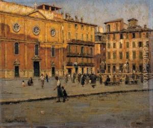 Piazza Navona Oil Painting - Domenico Quattrociocchi
