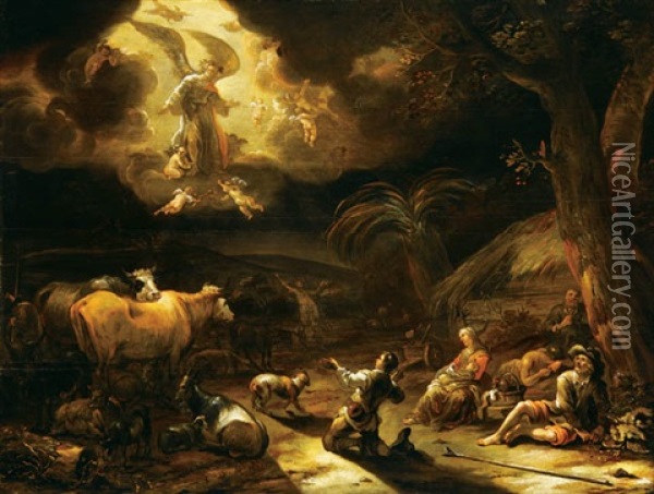 Annunciation To The Shepherds Oil Painting - Cornelis de Bie