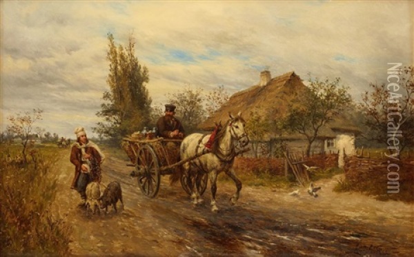 Polnische Milchhandler Oil Painting - Ludwig Gedlek