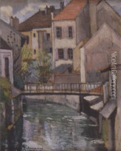 La Passerelle Dans Le Village Oil Painting - Alexandre Altmann