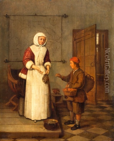 De Jonge Verkoper Oil Painting - Quiringh Gerritsz van Brekelenkam