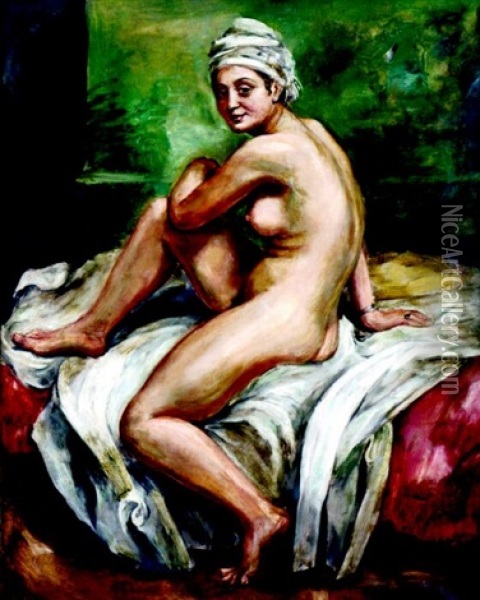 Siedzaca Naga Kobieta Oil Painting - Roman Kramsztyk