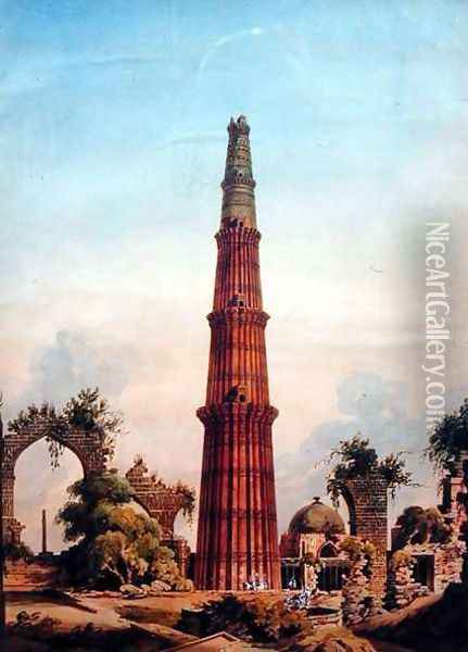 Qutb Minar, Delhi, c.1815 Oil Painting - J. Smith