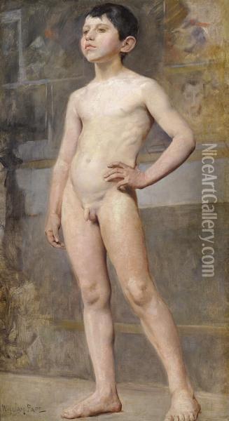 Nude Boy Oil Painting - William Pape