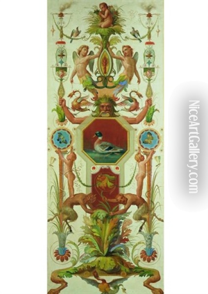 Decor De Grotesques, De Griffons Et De Mascarons Oil Painting - Michelangelo Maestri