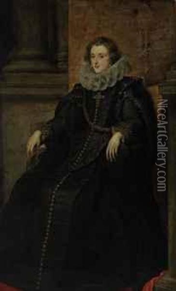 Portrait Of Dona Polissena 
Spinola, Marchesa De Leganes(1600-1637), Full-length, Seated, In A Black
 Dress Oil Painting - Sir Anthony Van Dyck