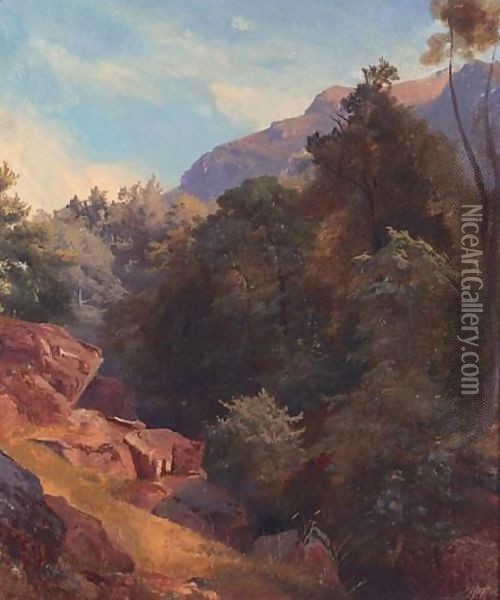 Alpine Landscape Oil Painting - Johann Gottfried Steffan