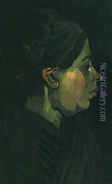 Head Of A Peasant Woman With Dark Cap II Oil Painting - Vincent Van Gogh
