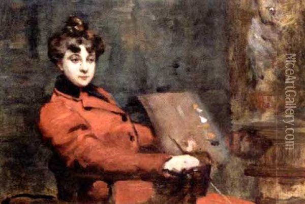 Portrait Of Adrienne Llorca Oil Painting - Fanny Laurent Fleury