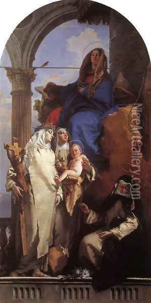 The Virgin Appearing to Dominican Saints Oil Painting - Giovanni Battista Tiepolo