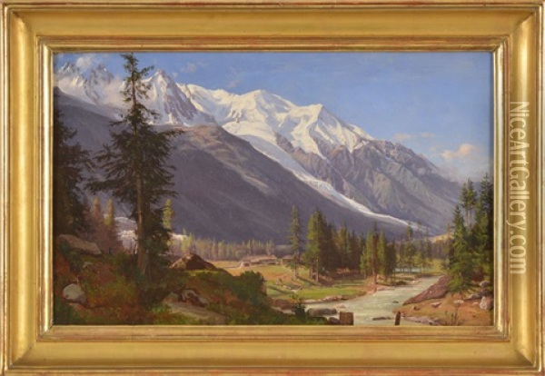 Le Mont Blanc Et Le Glacier Des Bossons Oil Painting - Jean Philippe George-Julliard