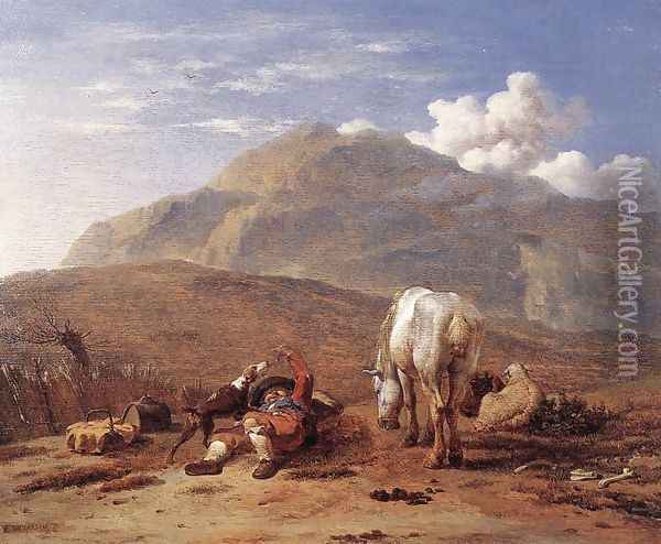 Young Shepherd 1660-62 Oil Painting - Karel Dujardin