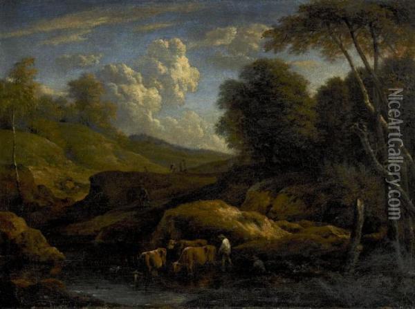Pastoralt Landskap Oil Painting - Jan Baptist Huysmans