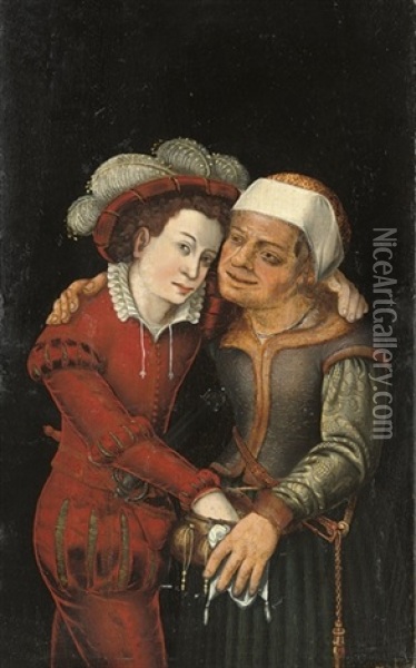 The Ill-matched Lovers Oil Painting - Lucas Cranach the Younger