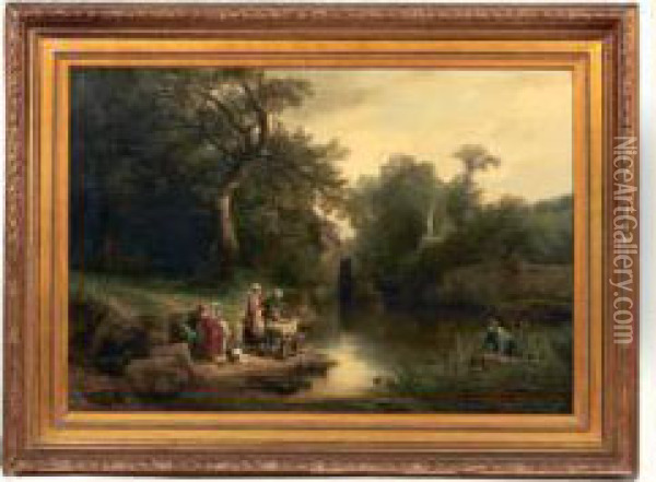 Les Lavandieres Oil Painting - Gustave Noel