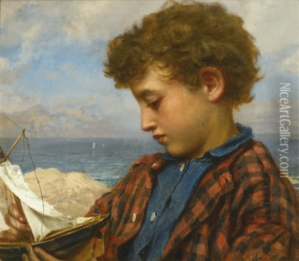 The Young Yachtsman Oil Painting - Sophie Anderson