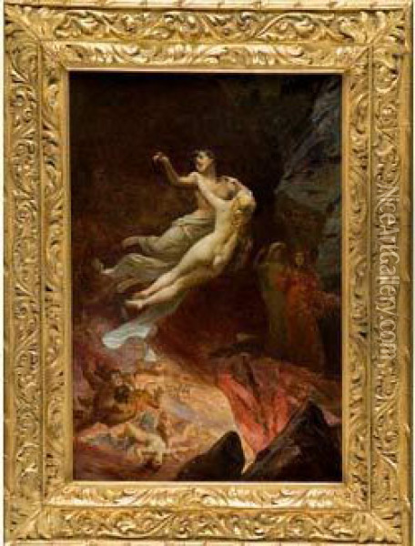 Dante Et Virgile Aux Enfers ; La Luxure Oil Painting - Eugene Deully