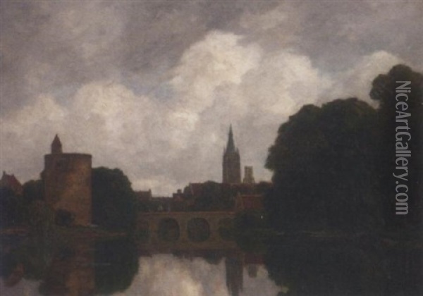 A View Of Brugge Oil Painting - Gilbert Von Canal